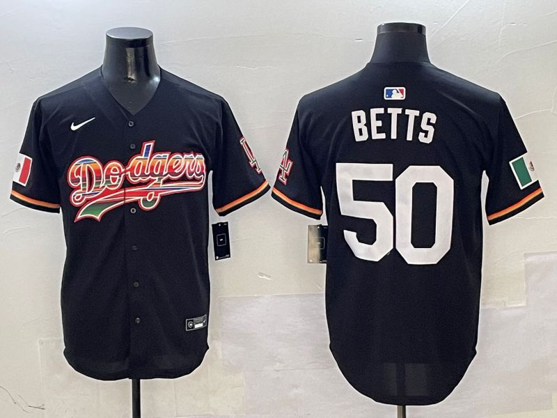 Men Los Angeles Dodgers #50 Betts Black rainbow Nike 2025 MLB Jersey style 1->los angeles dodgers->MLB Jersey
